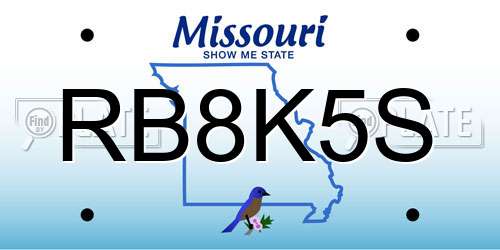 RB8K5S Missouri License Plate
