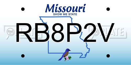 RB8P2V Missouri License Plate