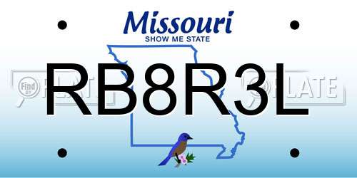 RB8R3L Missouri License Plate