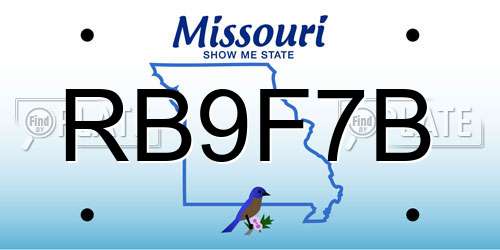 RB9F7B Missouri License Plate