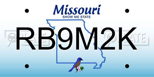 RB9M2K Missouri License Plate
