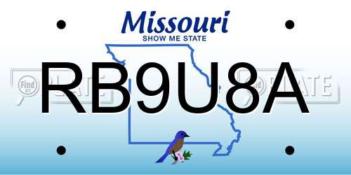 RB9U8A Missouri License Plate