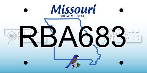RBA683 Missouri License Plate