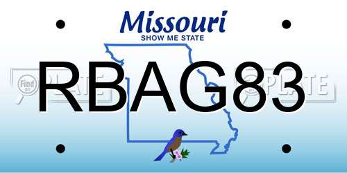 RBAG83 Missouri License Plate