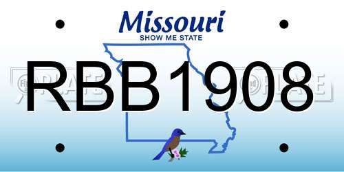 RBB1908 Missouri License Plate