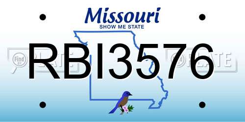 RBI3576 Missouri License Plate