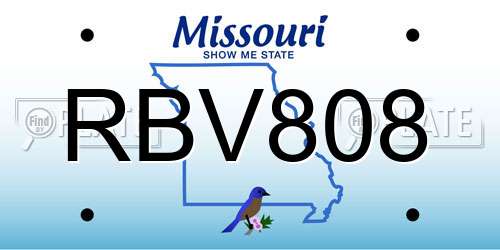 RBV808 Missouri License Plate