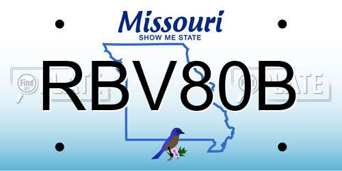 RBV80B Missouri License Plate