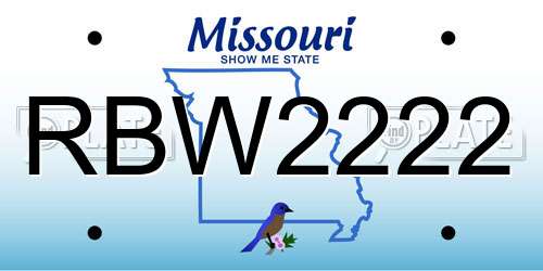 RBW2222 Missouri License Plate