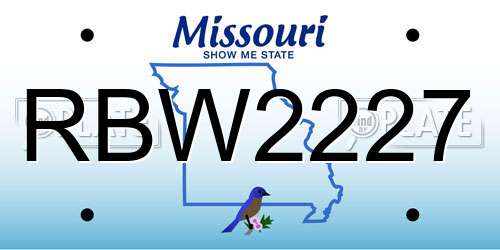 RBW2227 Missouri License Plate