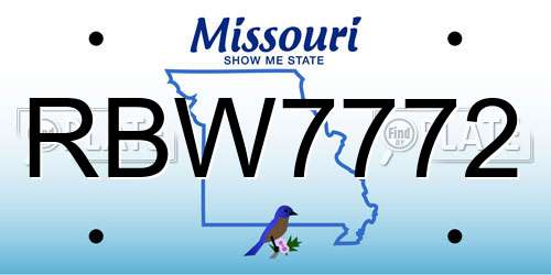 RBW7772 Missouri License Plate