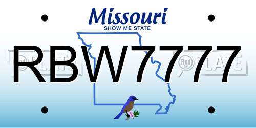 RBW7777 Missouri License Plate