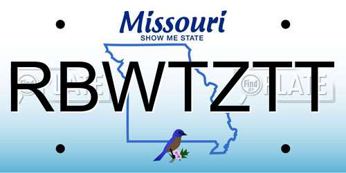 RBWTZTT Missouri License Plate
