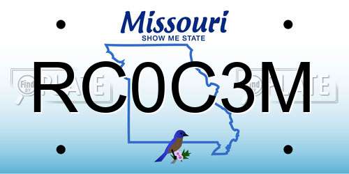 RC0C3M Missouri License Plate