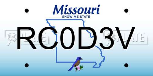 RC0D3V Missouri License Plate
