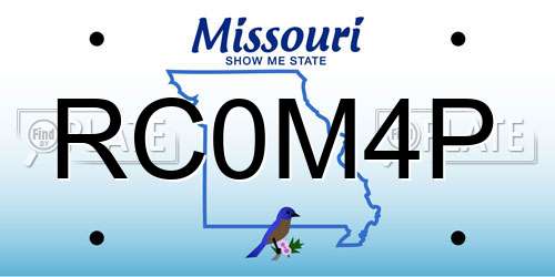 RC0M4P Missouri License Plate