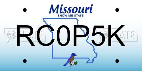 RC0P5K Missouri License Plate