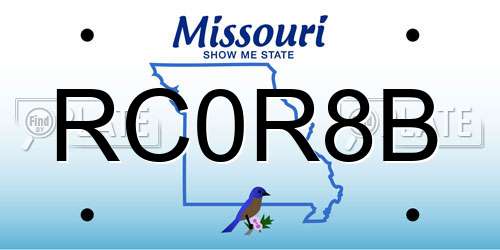 RC0R8B Missouri License Plate