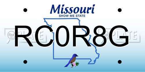 RC0R8G Missouri License Plate