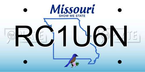 RC1U6N Missouri License Plate