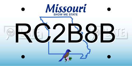 RC2B8B Missouri License Plate