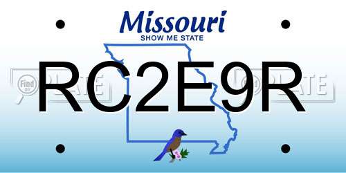 RC2E9R Missouri License Plate