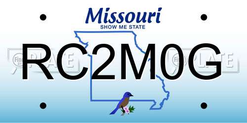 RC2M0G Missouri License Plate