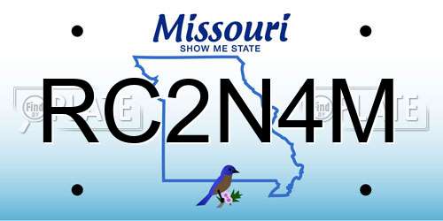 RC2N4M Missouri License Plate