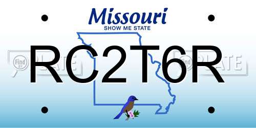 RC2T6R Missouri License Plate