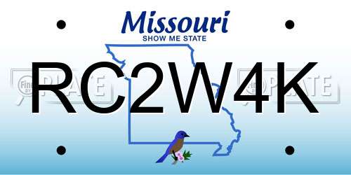 RC2W4K Missouri License Plate