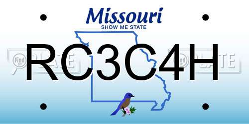 RC3C4H Missouri License Plate