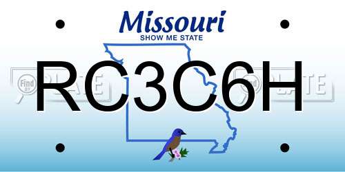 RC3C6H Missouri License Plate