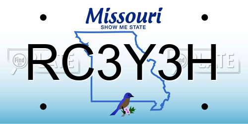 RC3Y3H Missouri License Plate