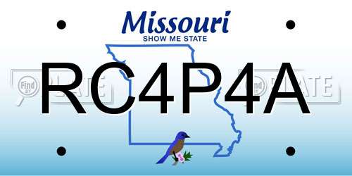 RC4P4A Missouri License Plate