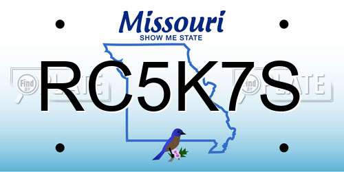 RC5K7S Missouri License Plate