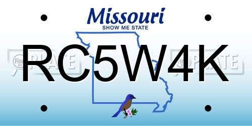 RC5W4K Missouri License Plate
