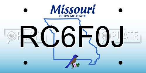 RC6F0J Missouri License Plate