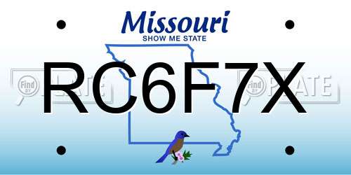 RC6F7X Missouri License Plate