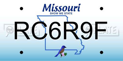 RC6R9F Missouri License Plate