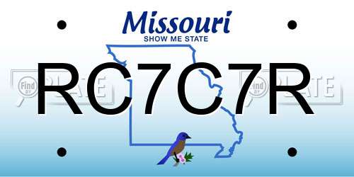 RC7C7R Missouri License Plate