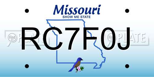 RC7F0J Missouri License Plate