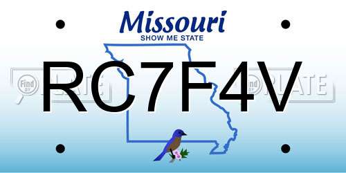 RC7F4V Missouri License Plate