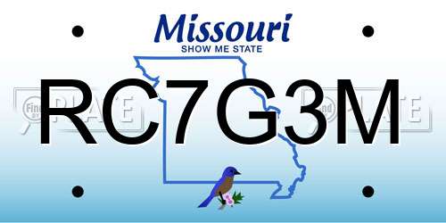 RC7G3M Missouri License Plate