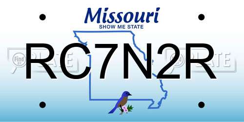 RC7N2R Missouri License Plate