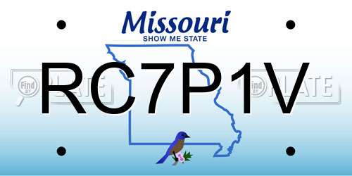 RC7P1V Missouri License Plate