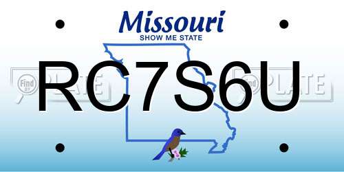 RC7S6U Missouri License Plate