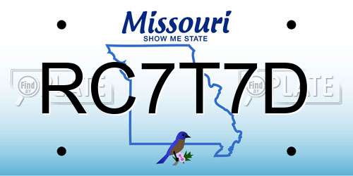 RC7T7D Missouri License Plate
