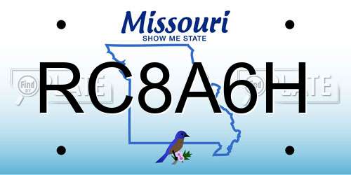 RC8A6H Missouri License Plate