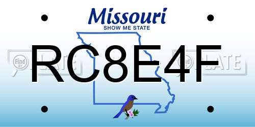 RC8E4F Missouri License Plate