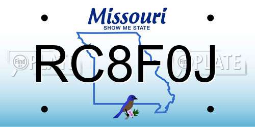RC8F0J Missouri License Plate